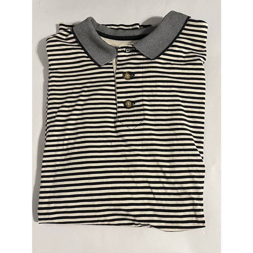 Vintage Cutter & Buck Polo Shirt Mens Size Large Black/white Striped Cotton
